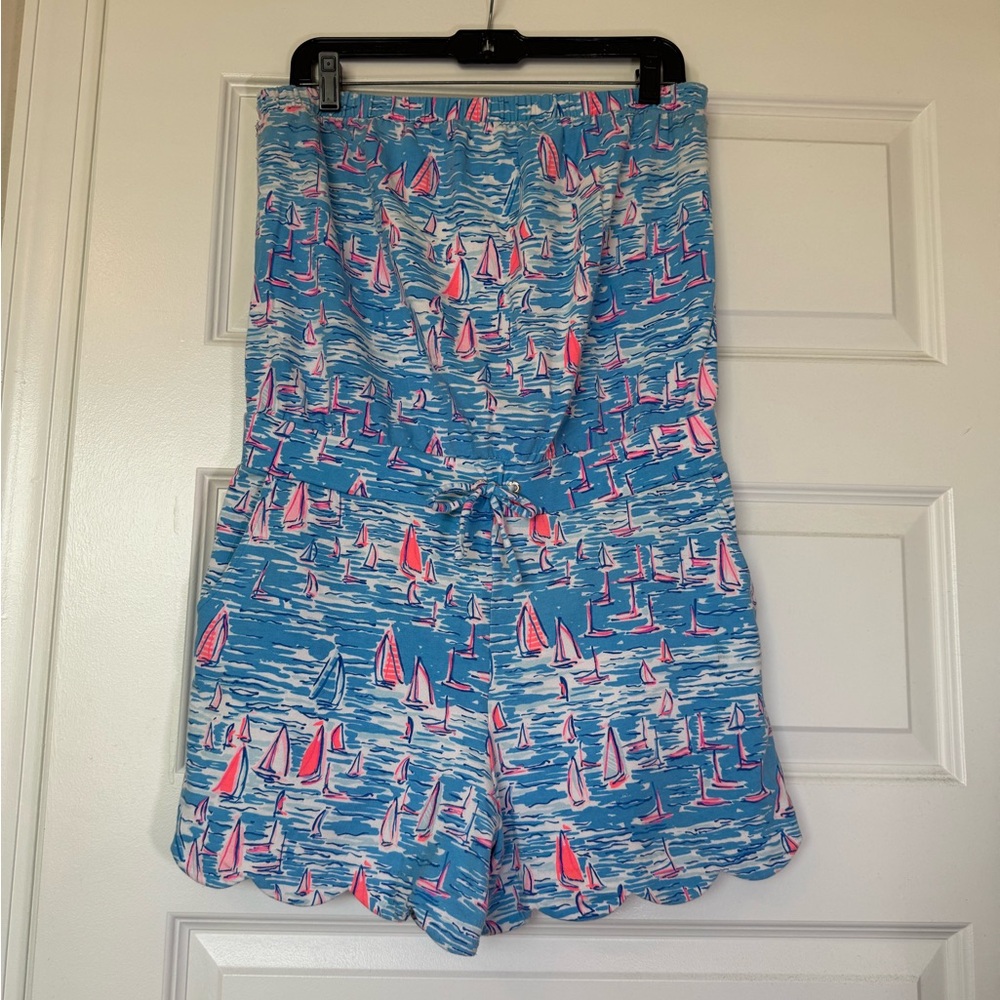 Lilly Pulitzer “Zanzibar Blue Boatylicious” Jace Romper - Size: L